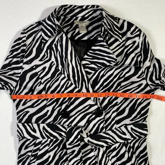 Vertigo Paris Zebra Print Trench Black White Cotton Stretch Size M - Picture 10 of 15